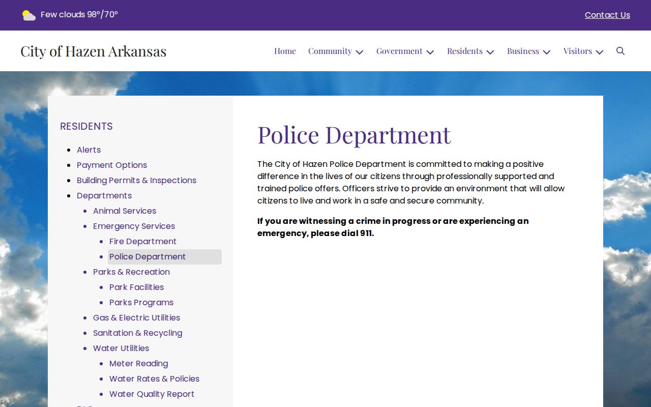 Official City of Hazen Police Department information page